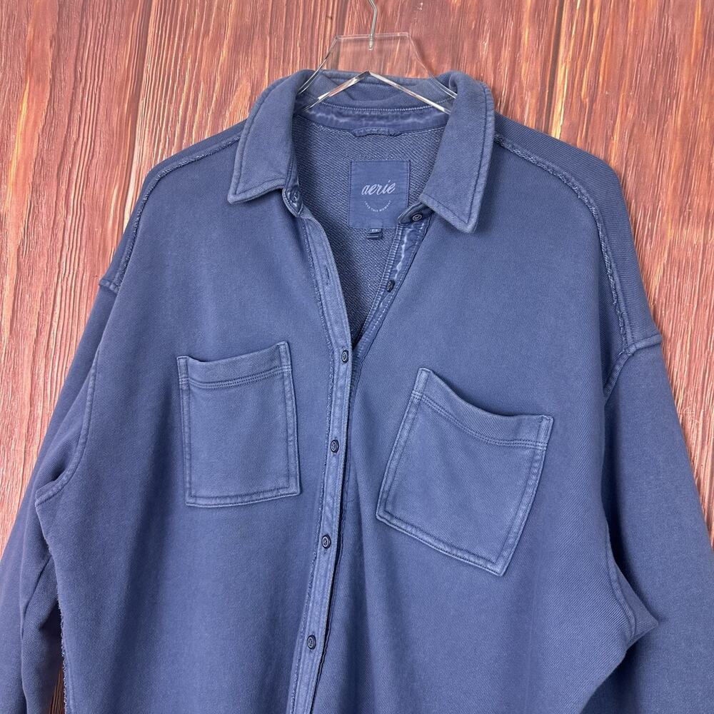 Aerie LumberJane Shirt Womens Small S Blue Oversized Shacket Casual Lounge - Picture 3 of 5